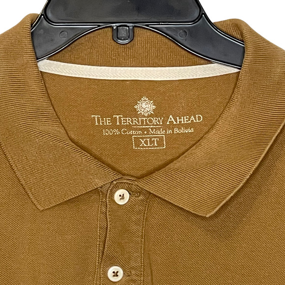 The Territory Ahead Mens Polo Shirt Big & Tall Size XLT Brown Knit Pullover SS - Picture 2 of 5